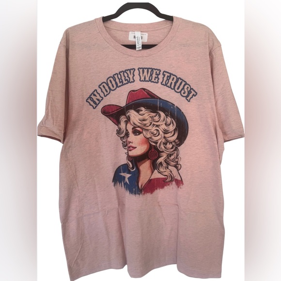 J. Coons Tops - Dolly Patriotic Graphic Tee by J. Coons — Pink Heather — XL